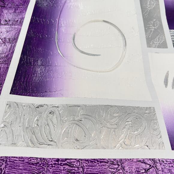 Jose Luis Gonzalez Unframed Painting Tropical Purple Silver White ~61" x ~43.5" - Picture 13 of 16